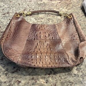 Brahmin Brown Croc-Embossed Hobo Bag